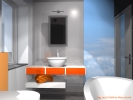 Návrh řešení interiéru koupelen v rodinném domě - návrh koupelny v přízemí a v podkroví